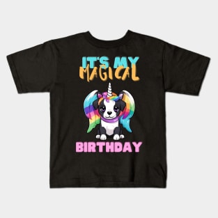 Magical Birthday Unicorn Puppy Dog Kids T-Shirt